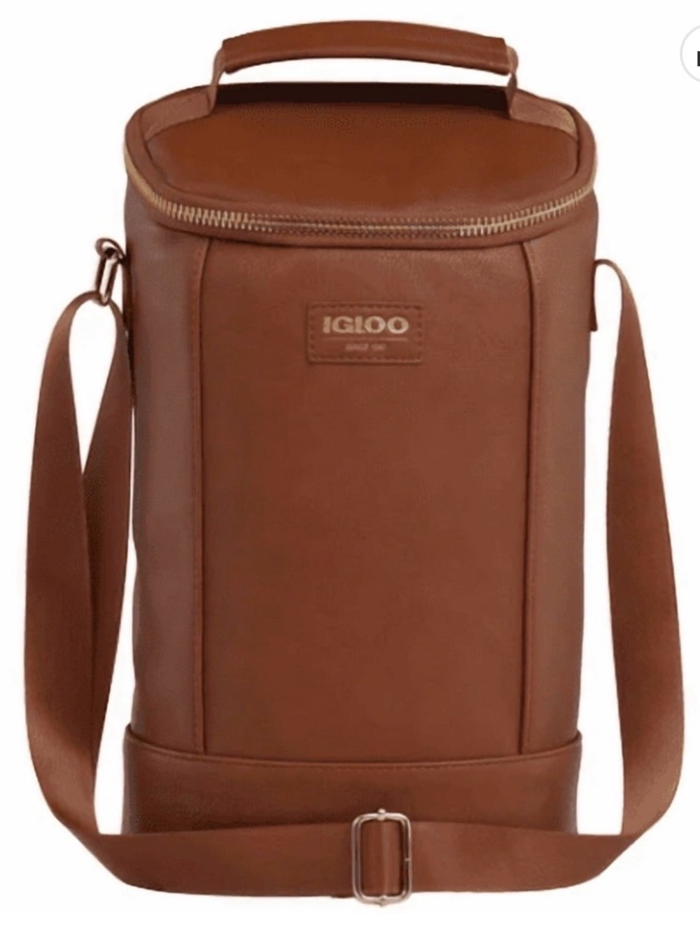 Igloo Insulated Faux Leather Beverage Tote Cooler Bag Cognac NWT